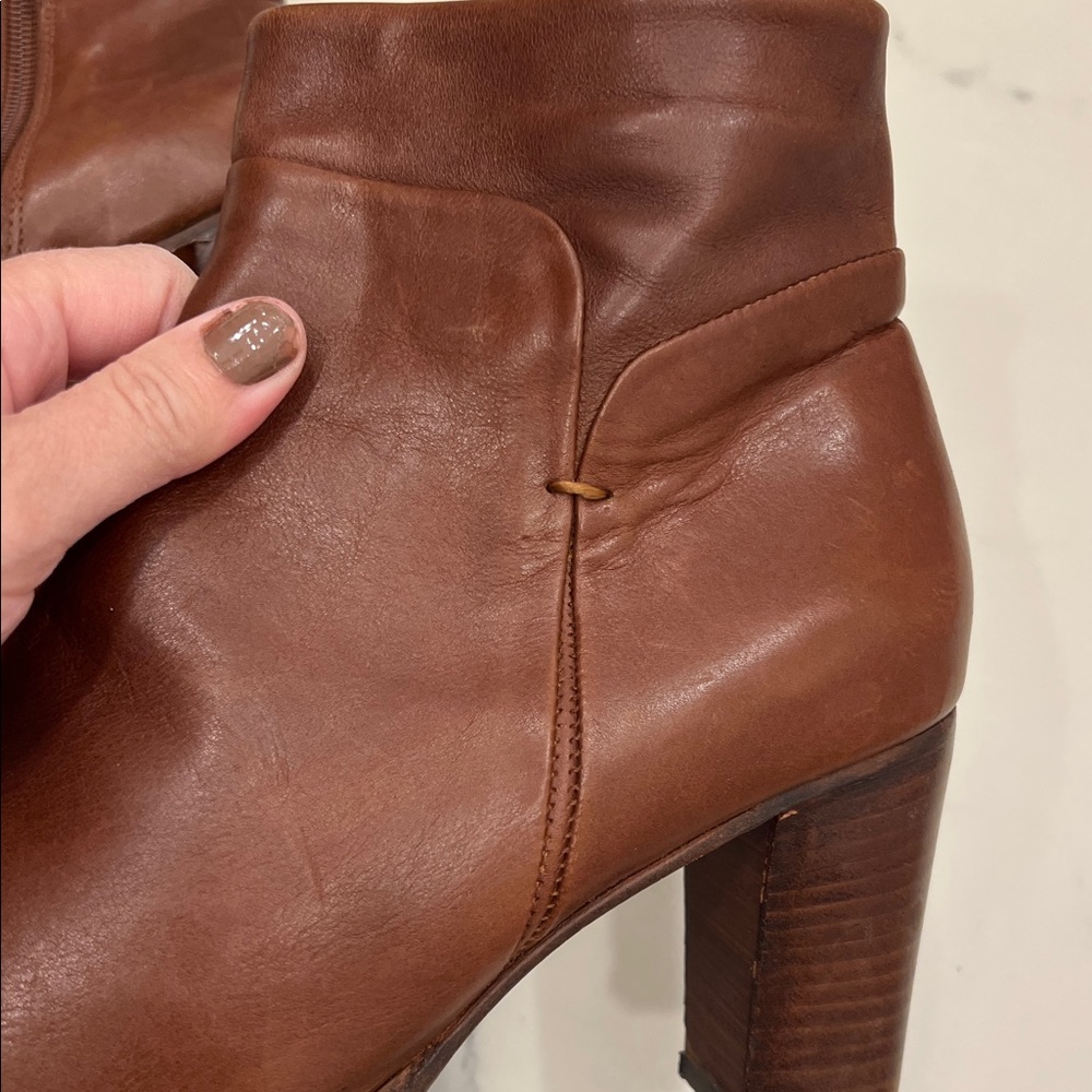 Chic Brown Leather Ankle Booties - Picture 3 of 9